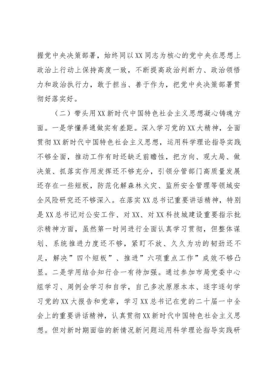 市公安局党委2022年度民主生活会个人对照检查材料.docx,第4页预览