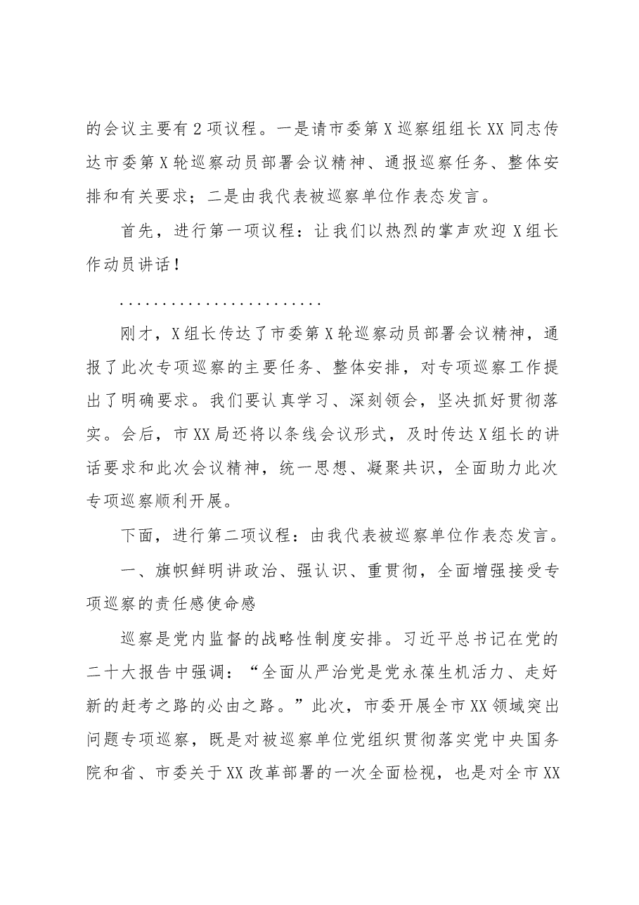 市委专项巡察进驻动员会主持词和表态发言.doc,第2页预览
