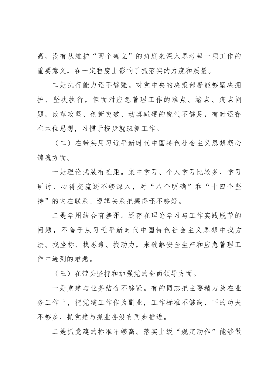 应急局领导班子2022年度民主生活会对照检查材料.docx,第3页预览