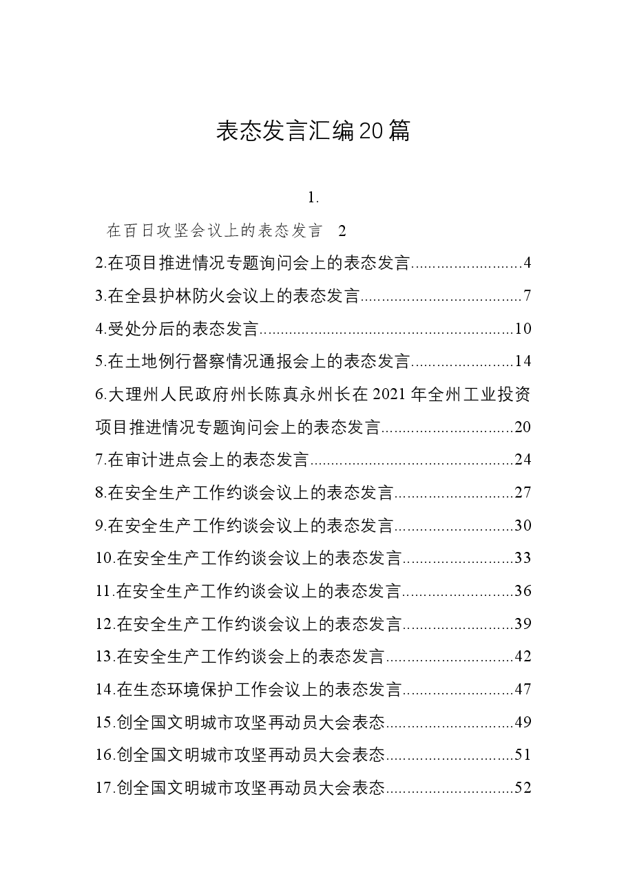 (20篇)表态发言合集.docx,第1页预览