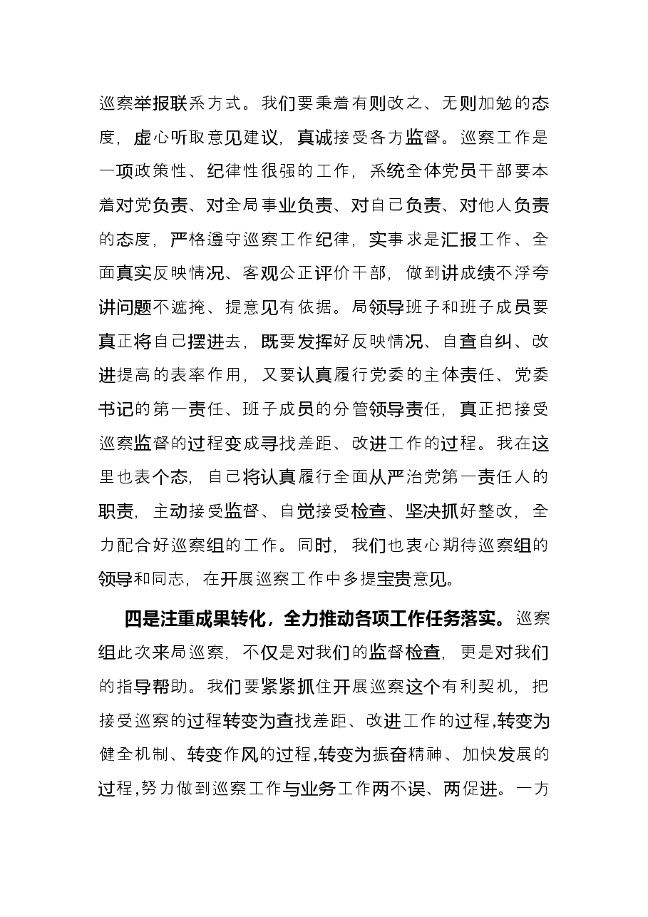 在巡察工作动员会上的表态发言(市局).docx,第4页预览