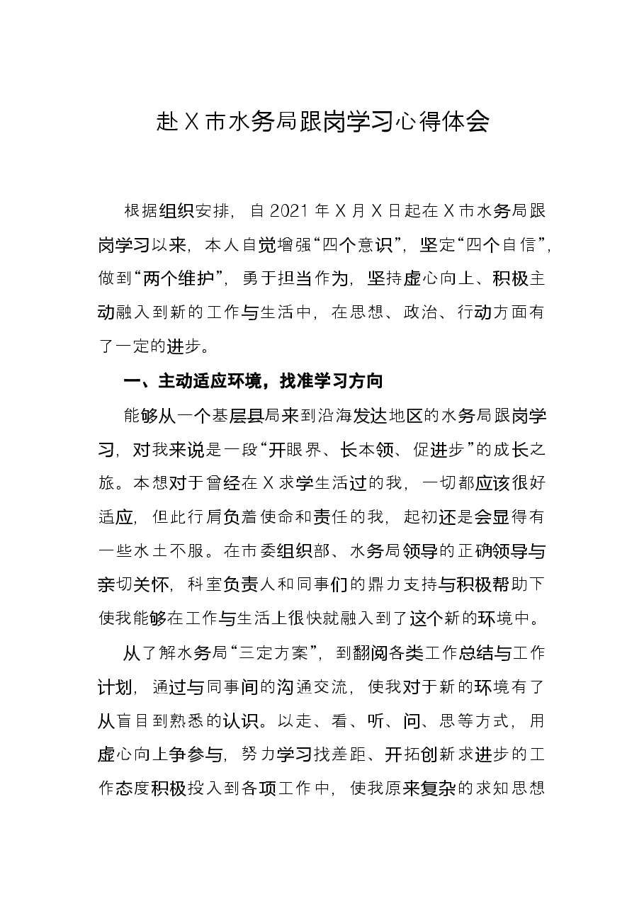赴X市水务局跟岗学习心得体会.docx,第1页预览
