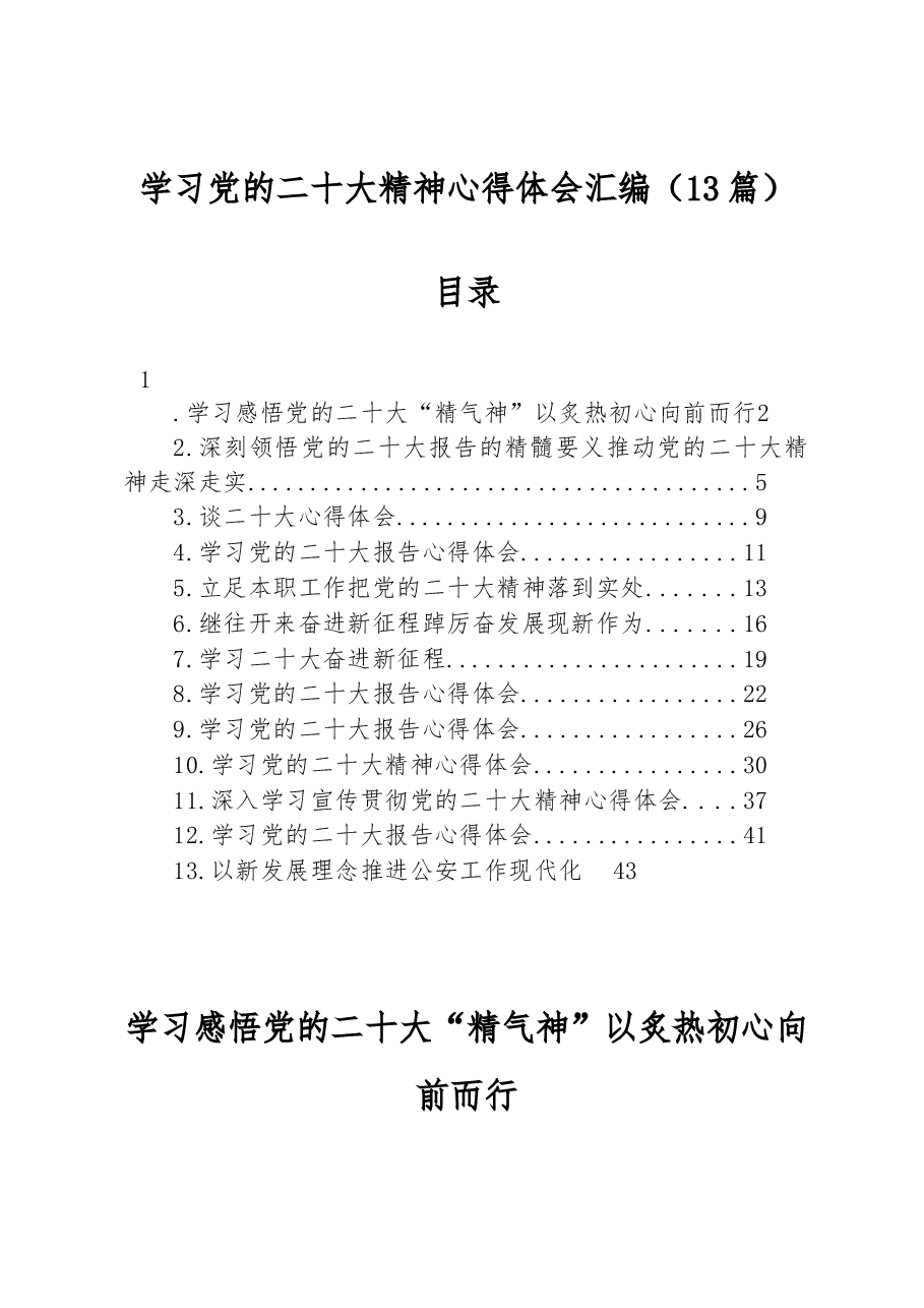 (13篇)学习党的二十大精神心得体会汇编.docx,第1页预览