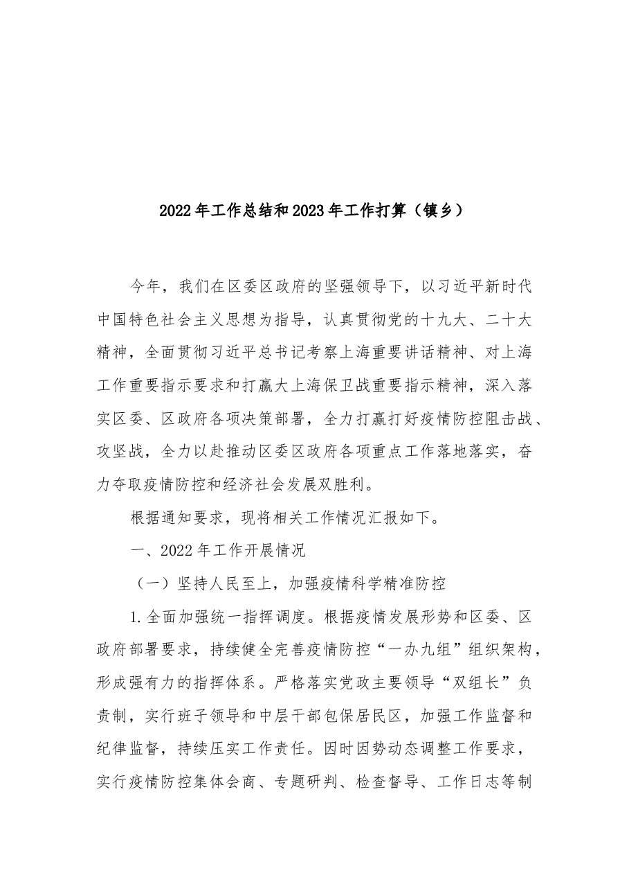 (8篇)2022年工作总结和2023年工作打算汇编(街道、镇乡专题).docx,第2页预览