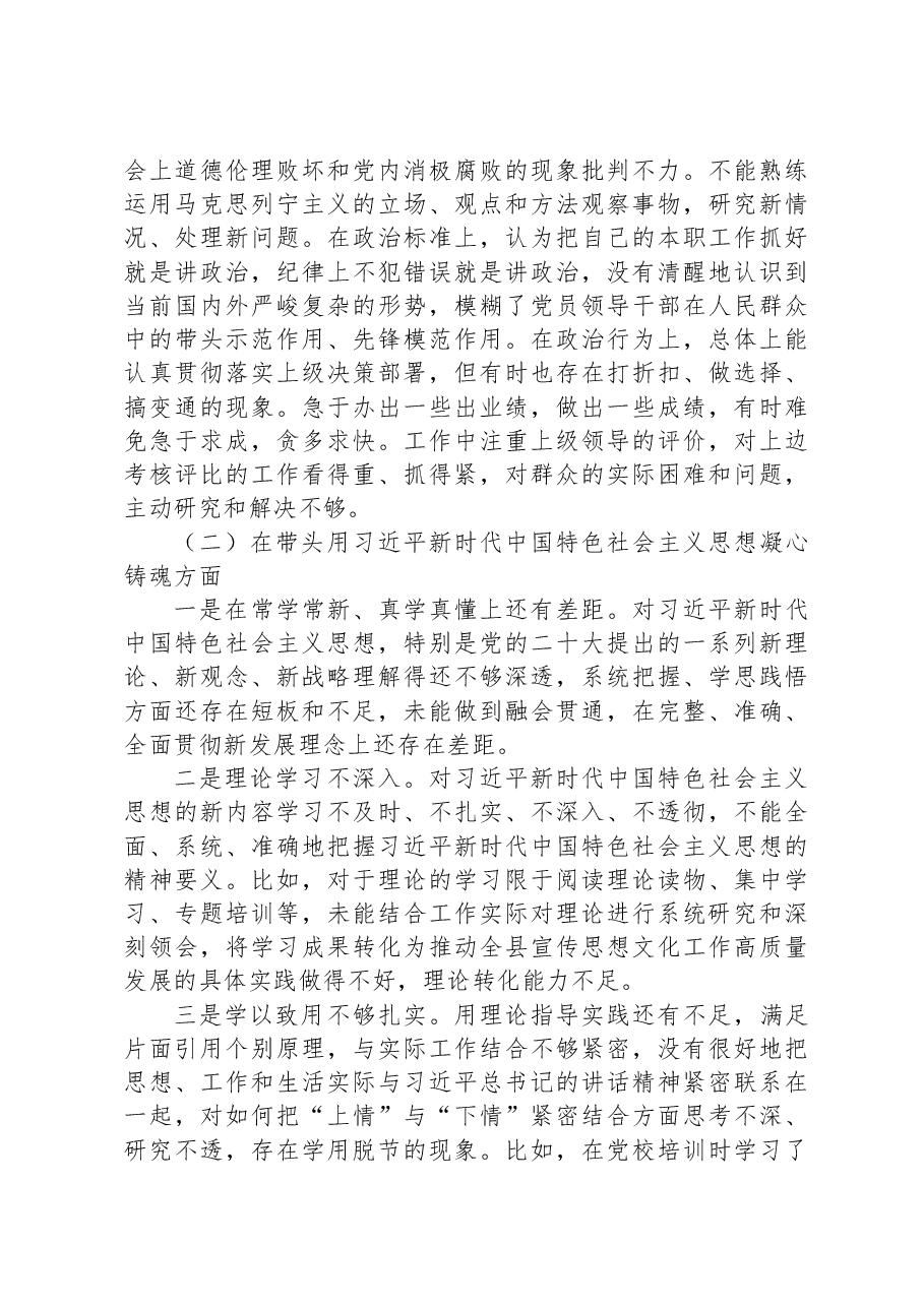 国企党员2023年度民主生活会个人发言提纲.docx,第2页预览