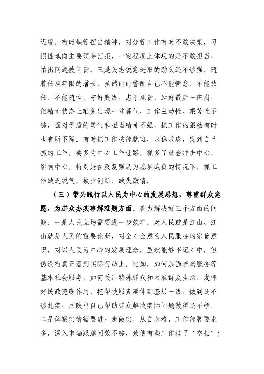市政府党组成员党史学习教育专题民主生活会对照检查材料.docx,第4页预览