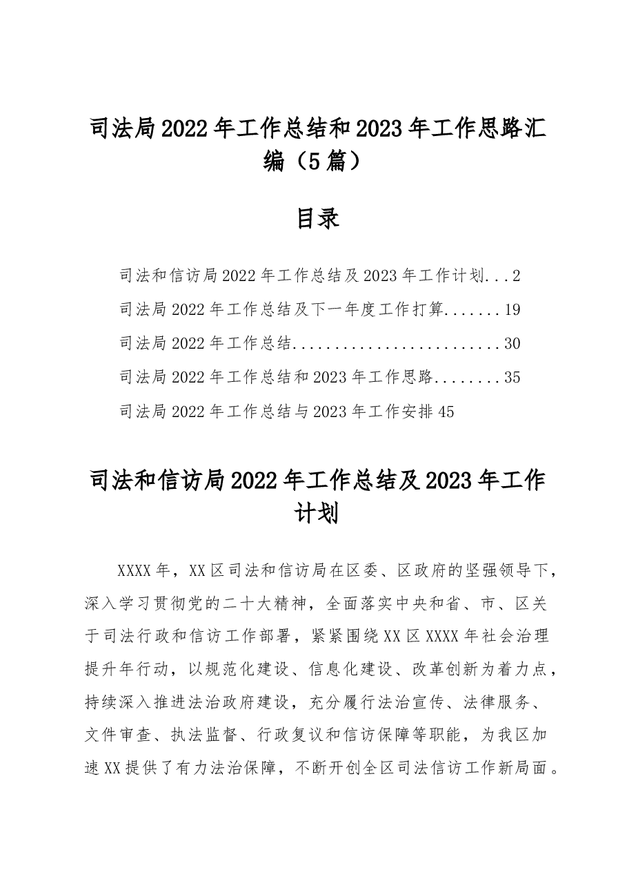 (5篇)司法局2022年工作总结和2023年工作思路汇编.docx,第1页预览
