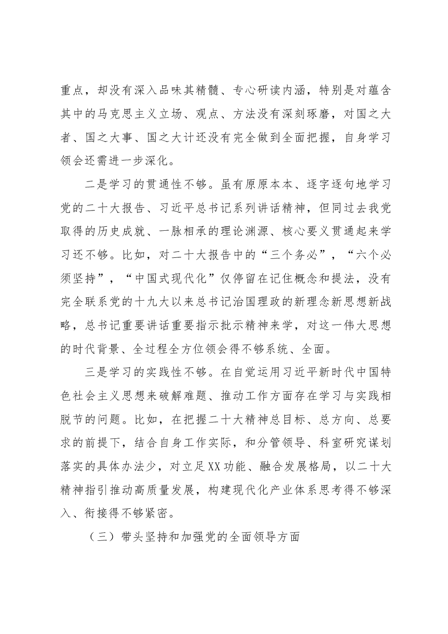 发改委党组书记2022年度民主生活会对照检查材料.docx,第3页预览