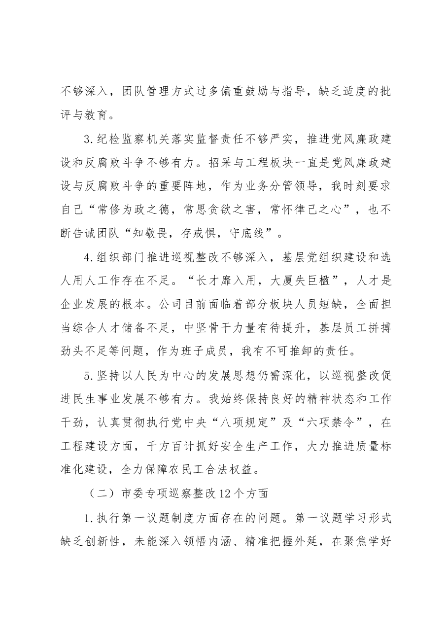 巡视巡察整改专题民主生活会个人发言材料.docx,第2页预览