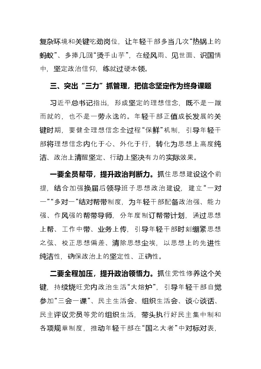 培养选拔优秀年轻干部队伍座谈发言.docx,第4页预览