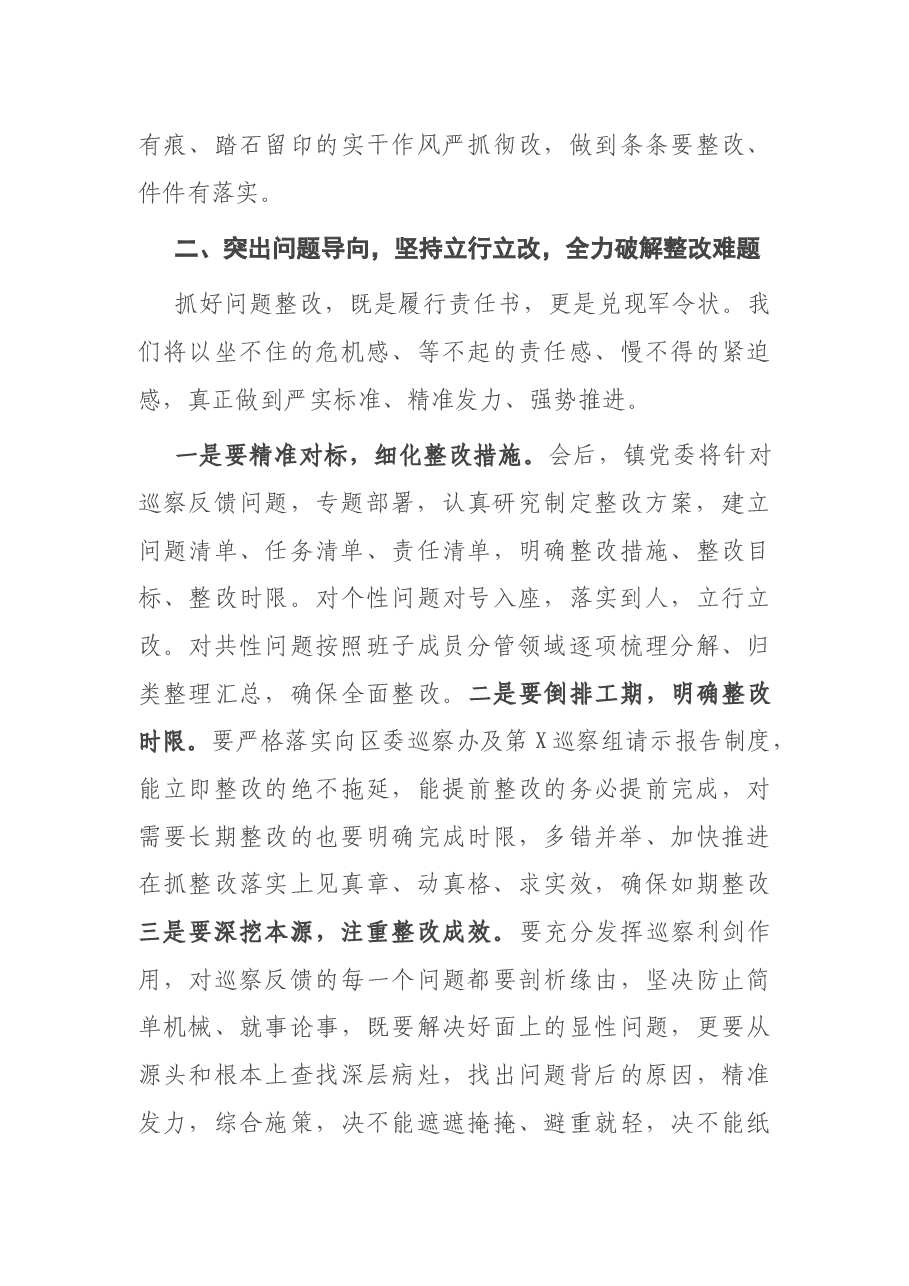 乡镇党委书记在巡察意见反馈会上的整改表态发言.docx,第3页预览
