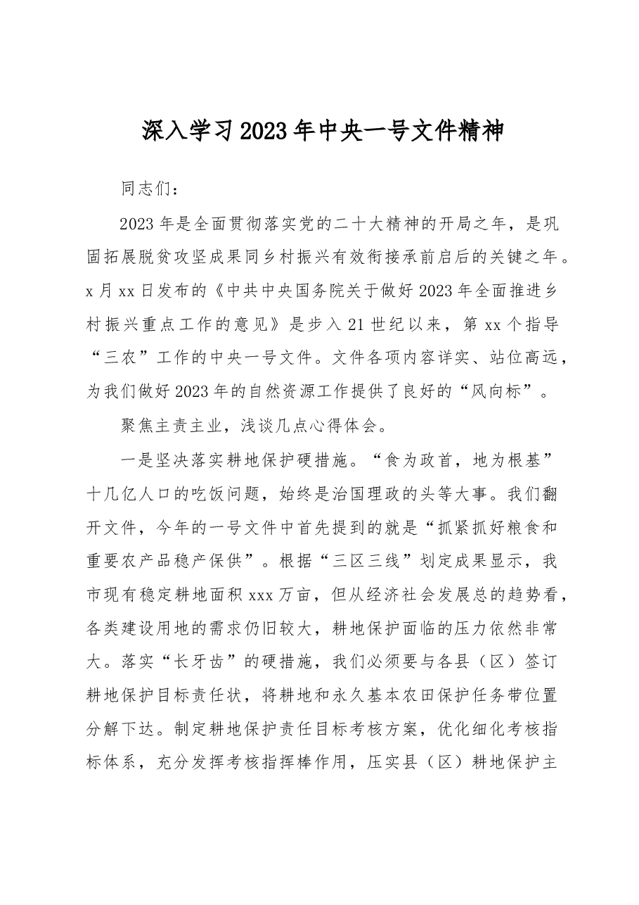 深入学习2023年中央一号文件精神.docx,第1页预览