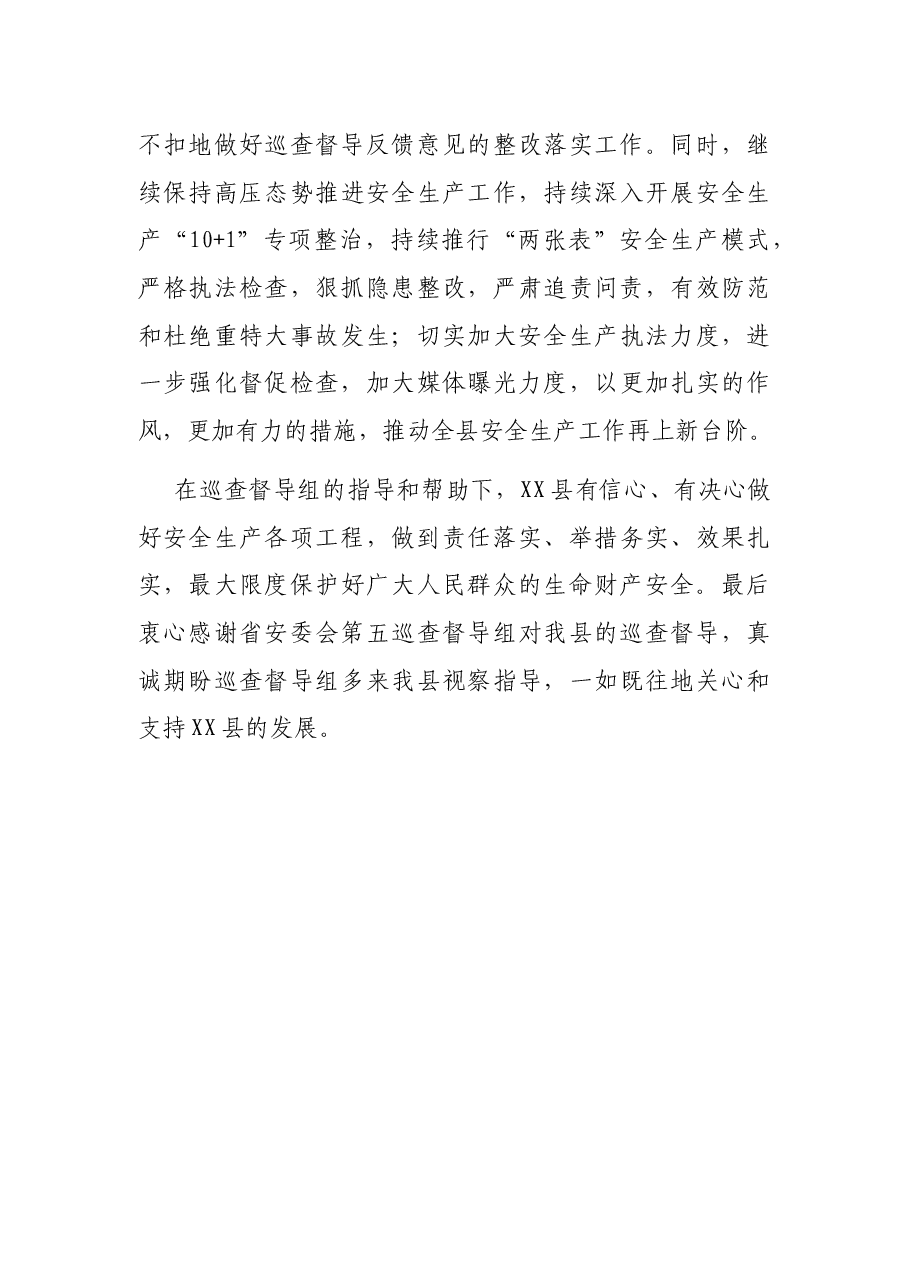 在X市安全生产巡查督导反馈会上的表态发言.docx,第3页预览
