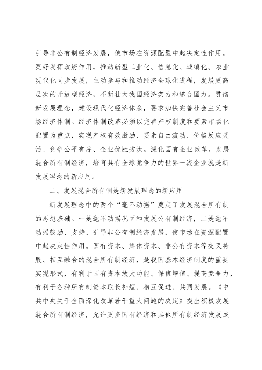 学习十九大贯彻新发展理念,坚持混合所有制改革发言材料.docx,第2页预览