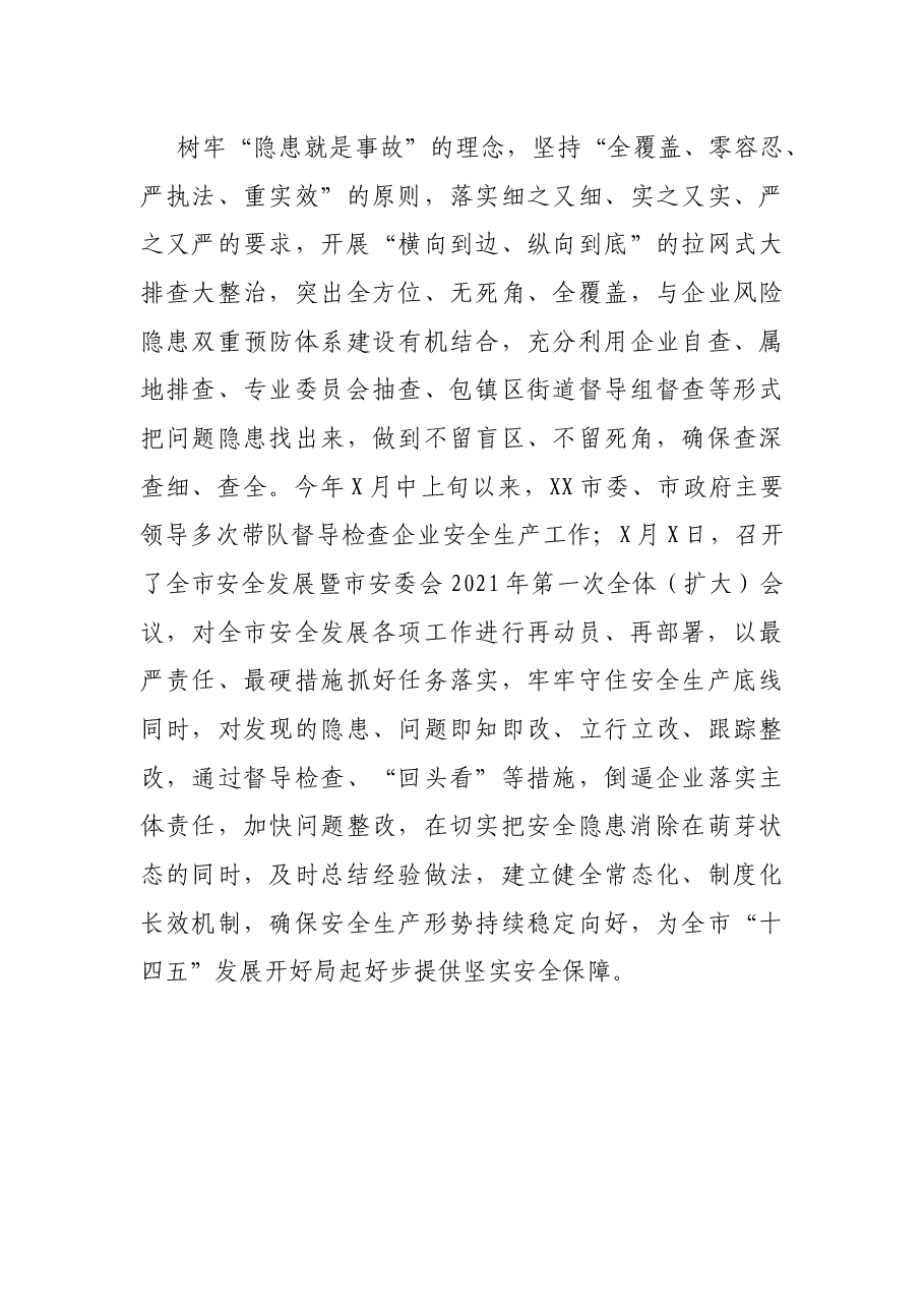 汇报发言：树牢安全发展理念 守住安全生产底线 毫不放松统筹好发展和安全两件大事.docx，第4页预览