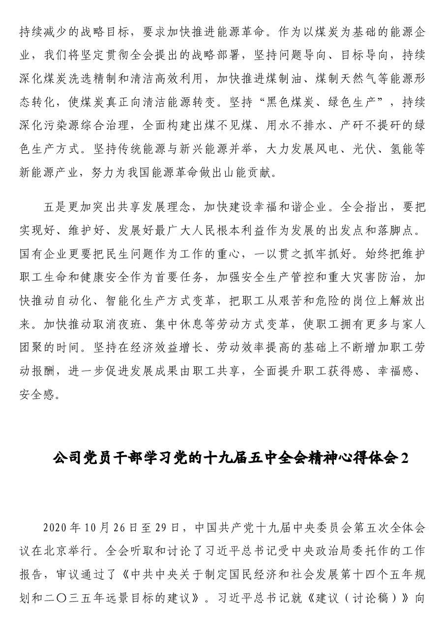 (2篇)公司党员干部学习党的十九届五中全会精神心得体会汇编(集团公司).doc,第3页预览