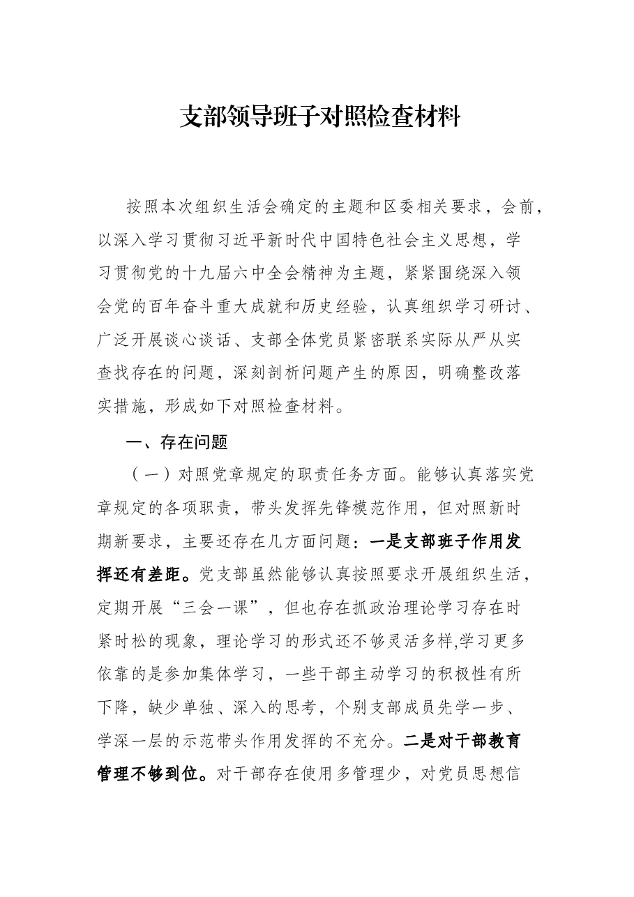 支部领导班子对照检查材料.docx,第1页预览