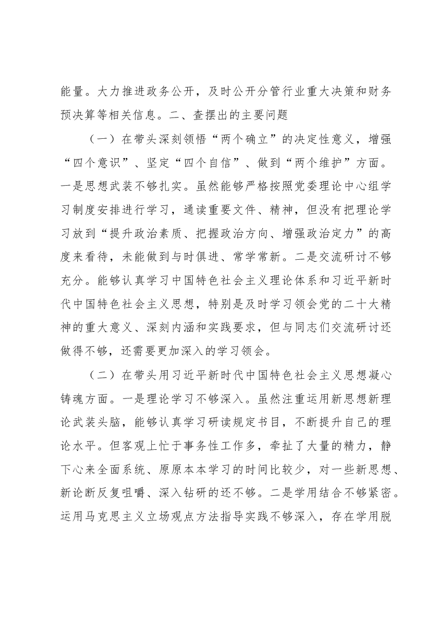 公司副总经理2022年度民主生活会发言提纲.docx,第3页预览