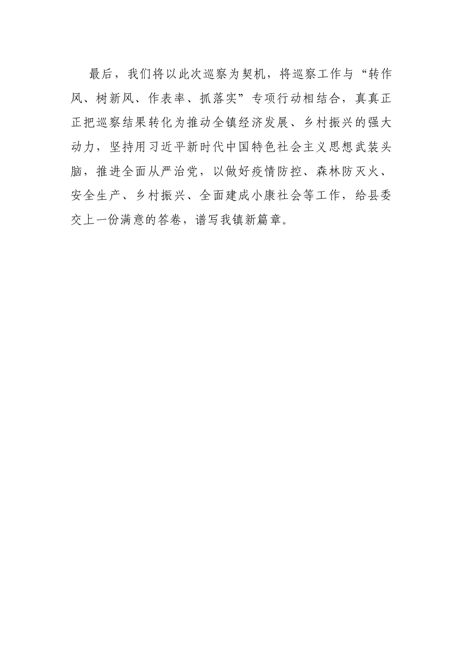 镇党委书记在十五届县委第一轮第四巡察组巡察镇党委工作动员会上的表态发言.docx,第3页预览