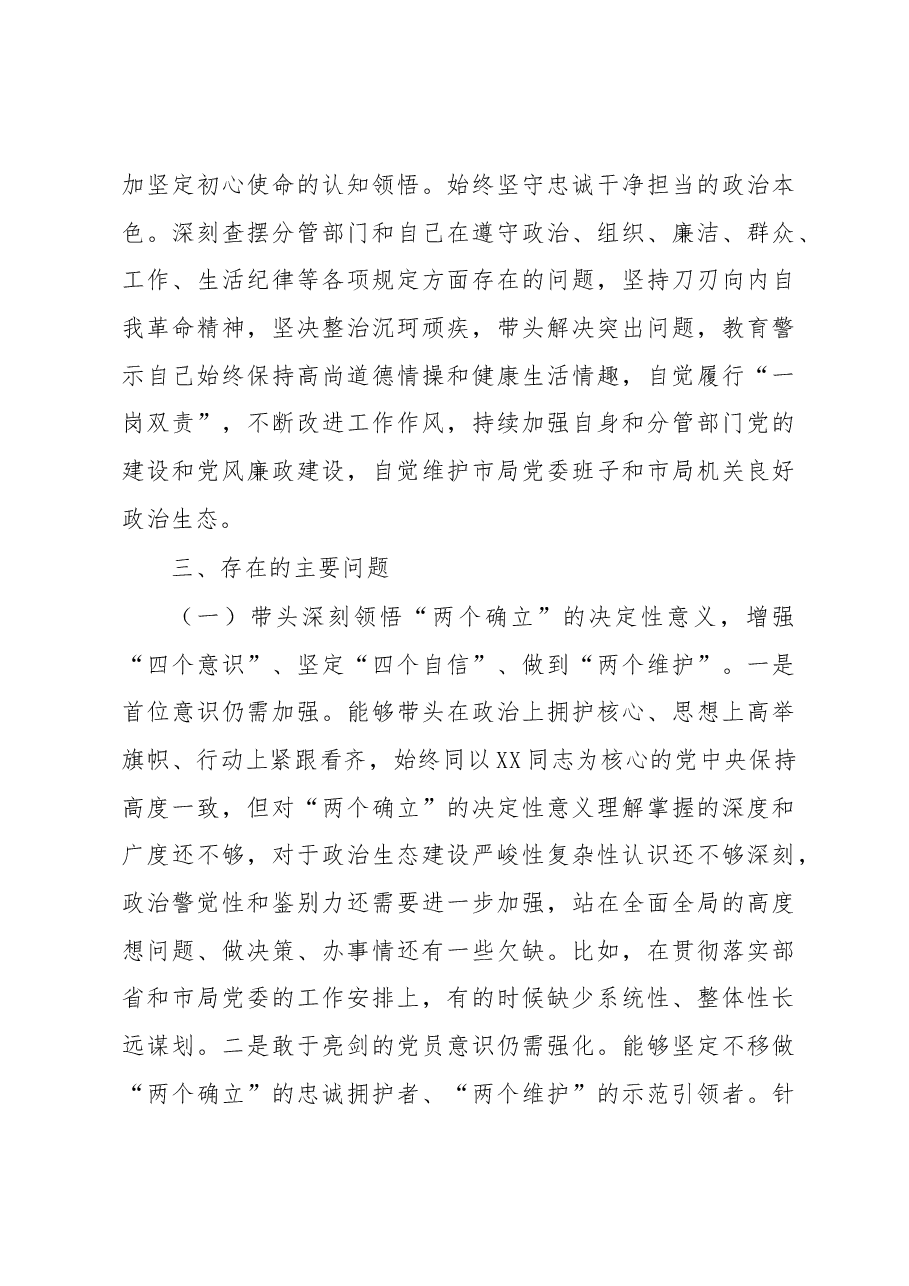 市公安局副局长2022年度民主生活会个人对照检查.docx,第3页预览