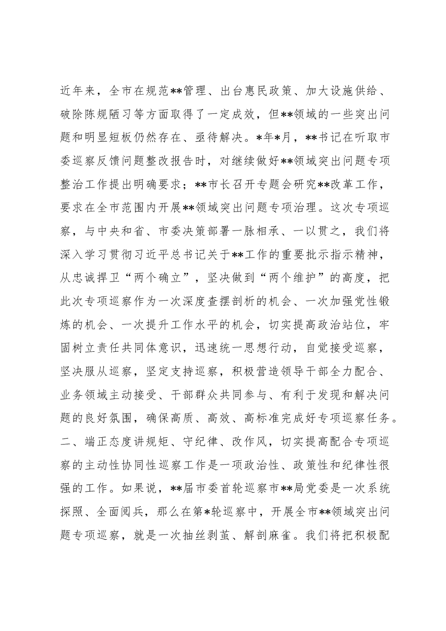市委专项巡察进驻动员会主持词和表态发言.docx,第3页预览