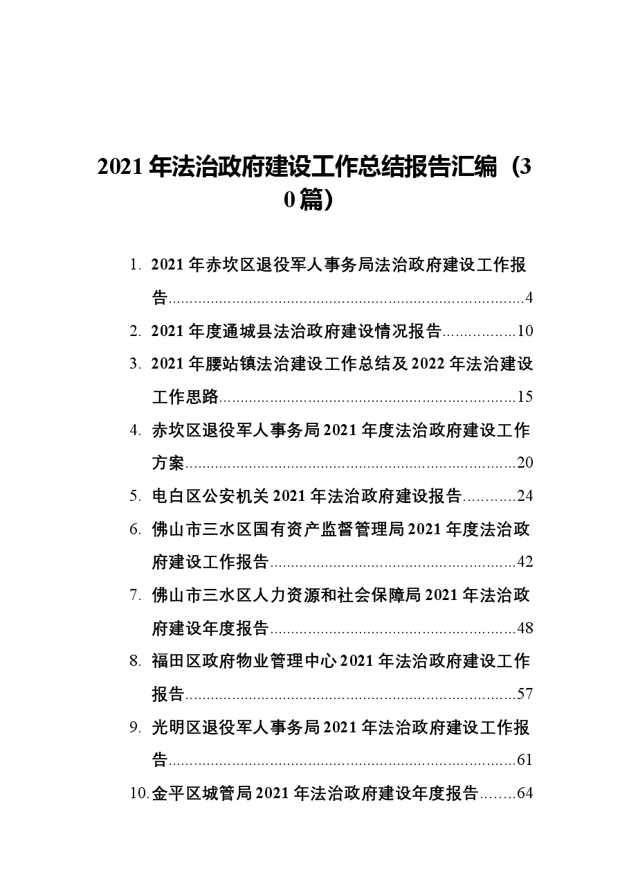 (30篇)2021年法治政府建设工作总结报告汇编.docx,第1页预览