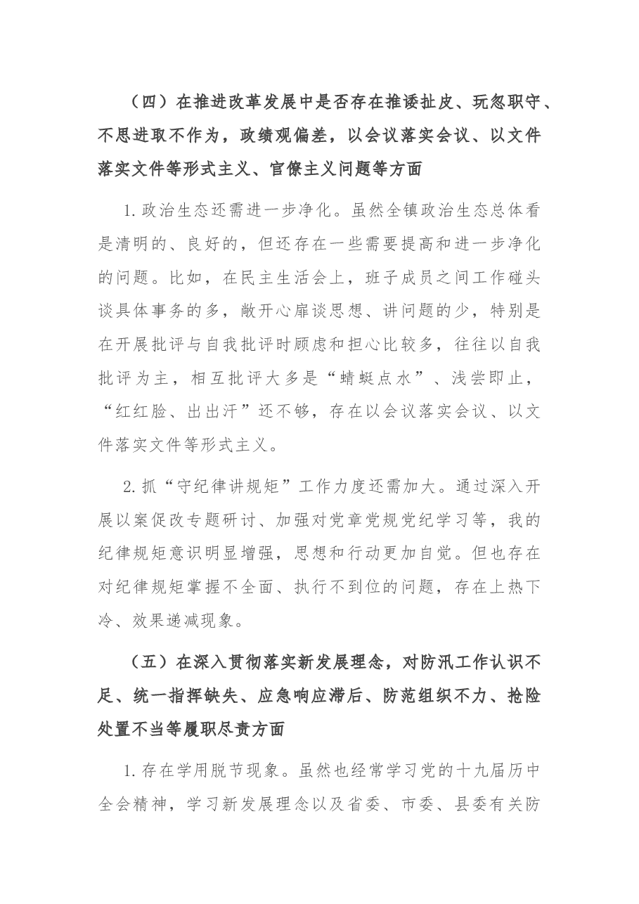 郑州“7.20”特大暴雨灾害追责问责案件以案促改民主生活会发言.docx，第4页预览