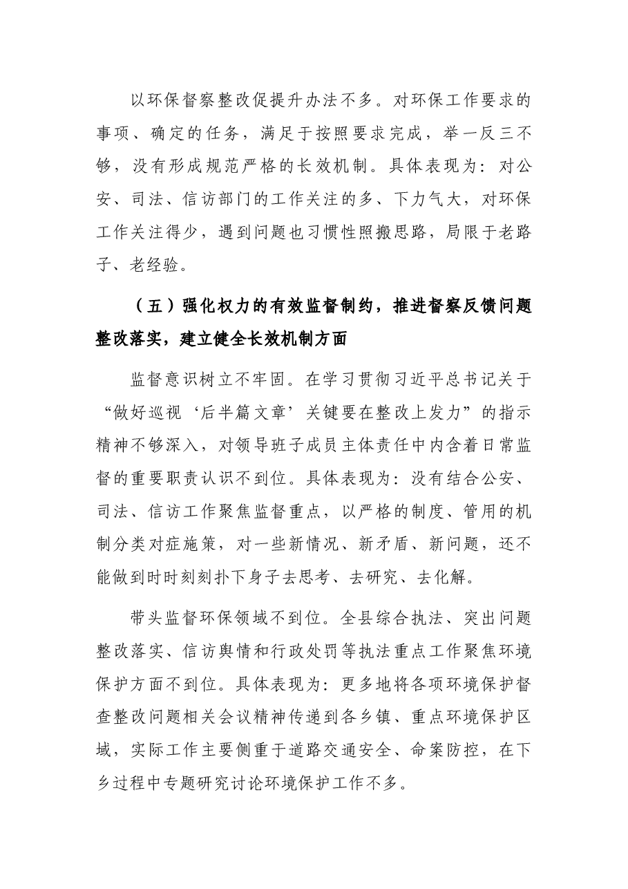 生态环境保护督察整改专题民主生活会个人发言提纲.docx,第4页预览