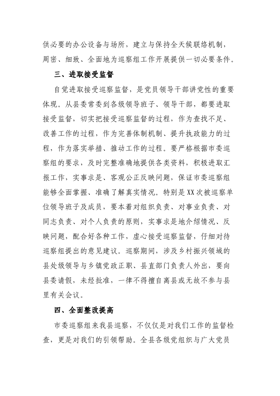 在乡村振兴领域专项巡察动员会上的声明发言.docx,第3页预览