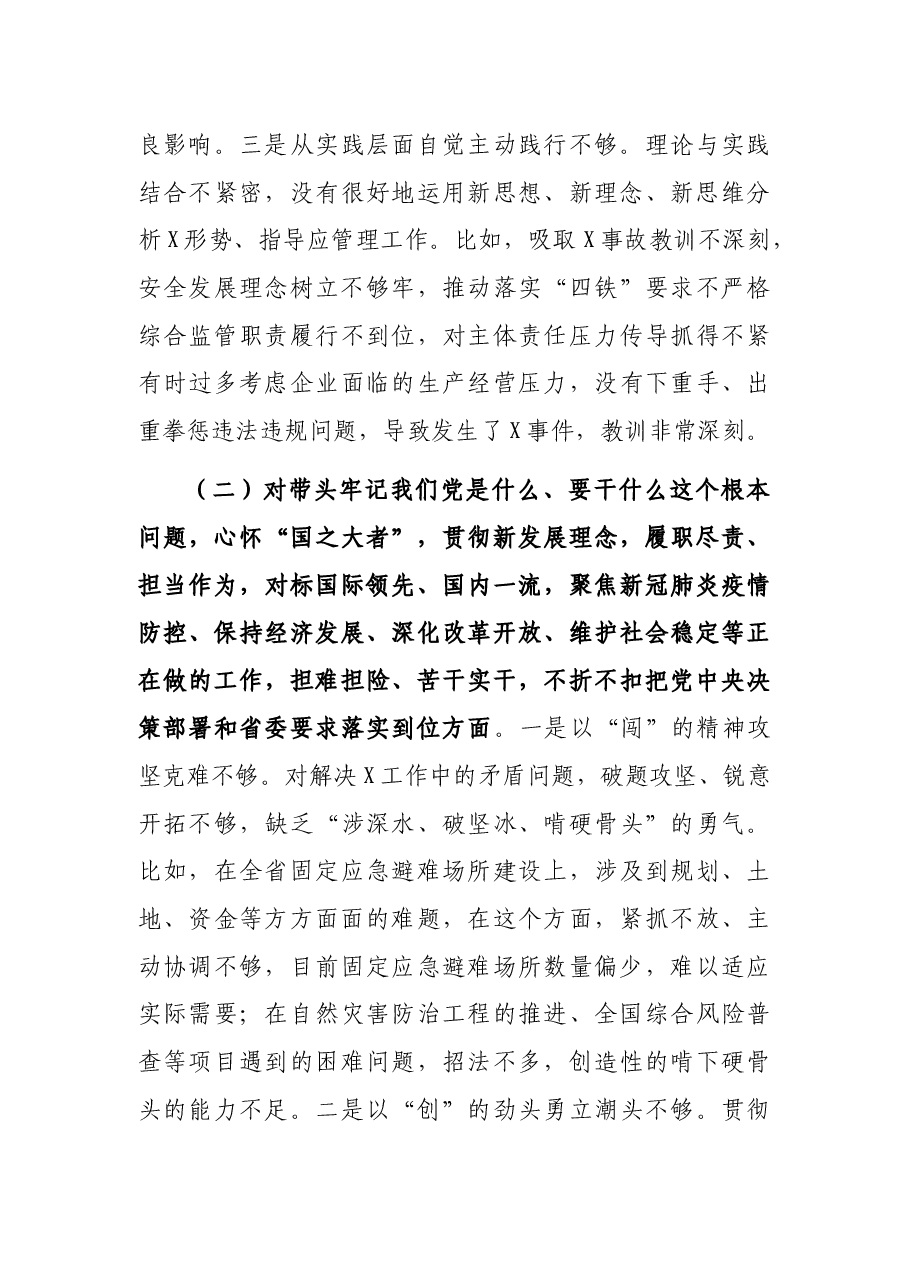 厅党委班子2021年党史学习教育专题民主生活会对照检查材料.docx,第3页预览