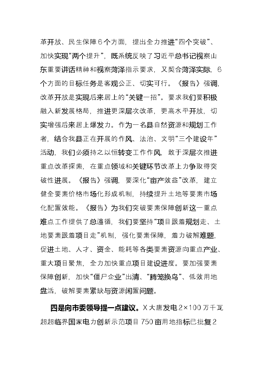 县自然资源和规划局局长在讨论市委工作报告时的发言.docx,第4页预览