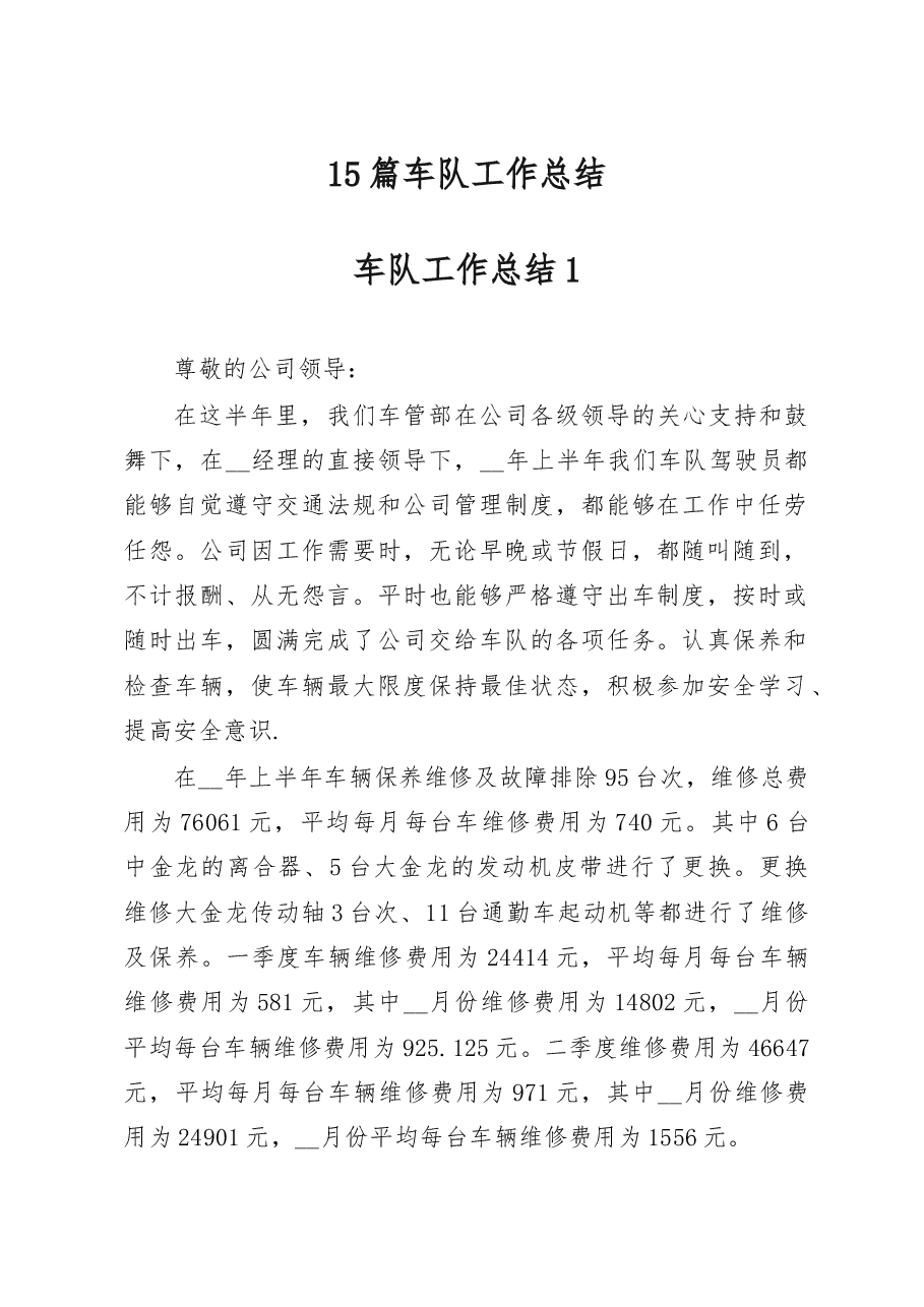 (15篇)车队工作总结.doc,第1页预览