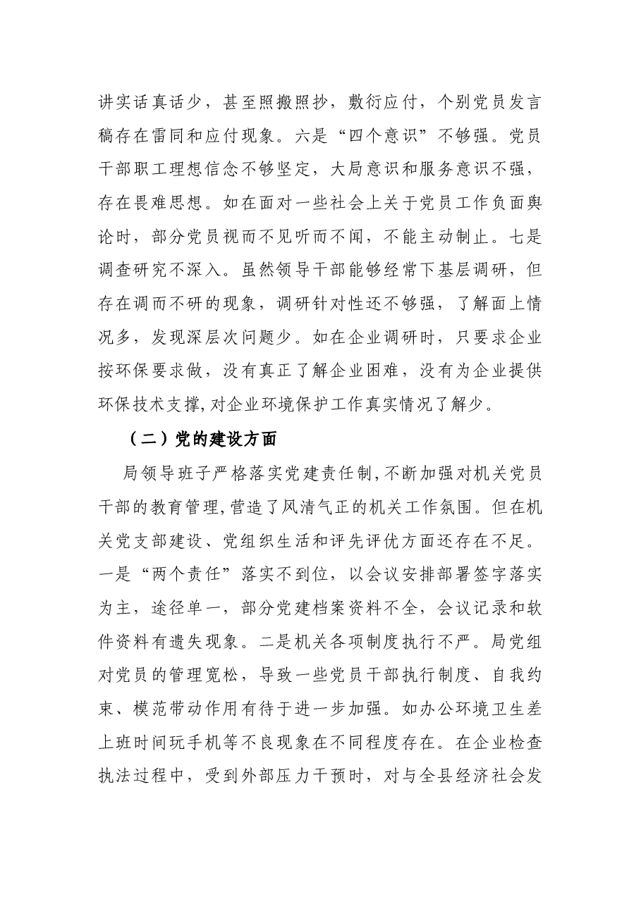 环保局巡察整改专题民主生活会班子发言材料.docx，第3页预览
