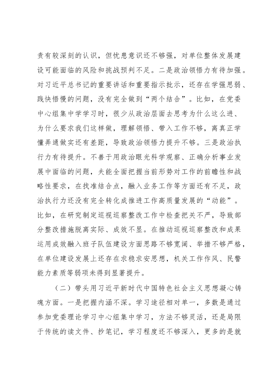 公安局局长2022年度专题民主生活会个人对照检查材料.docx,第2页预览