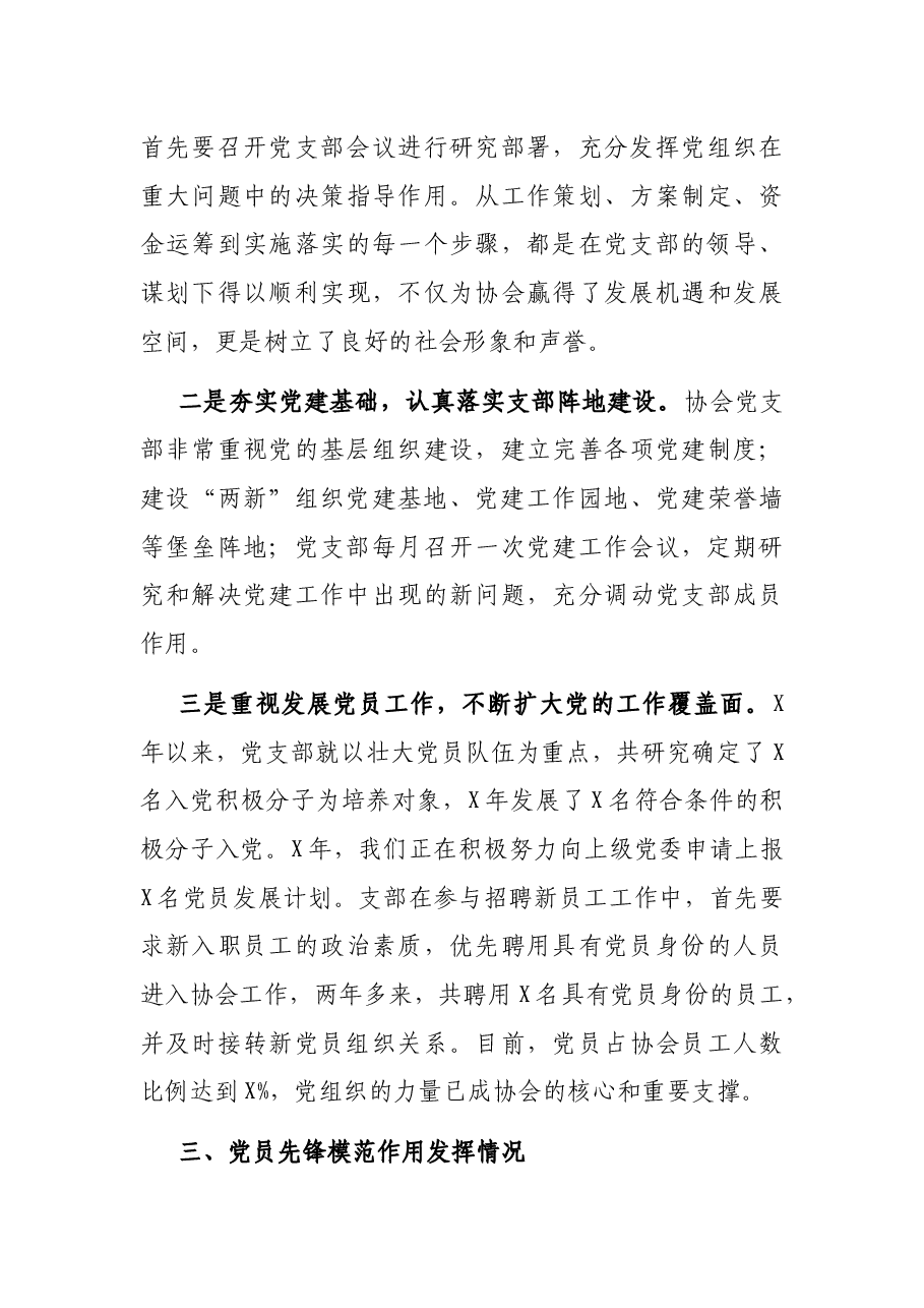 X协会党支部书记座谈发言材料.docx,第3页预览