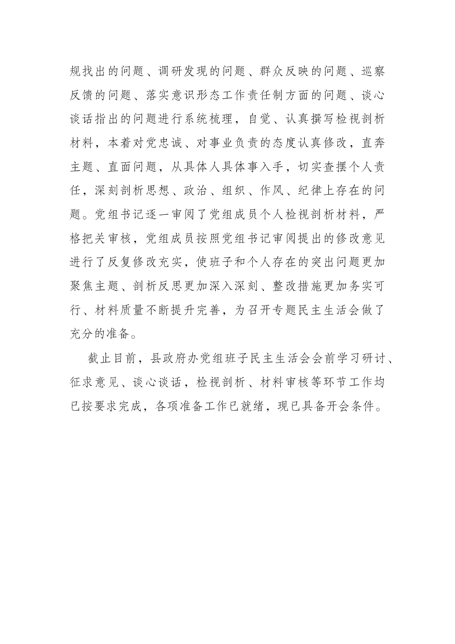 县政府办党组班子2021年专题民主生活会准备工作情况报告.docx,第4页预览