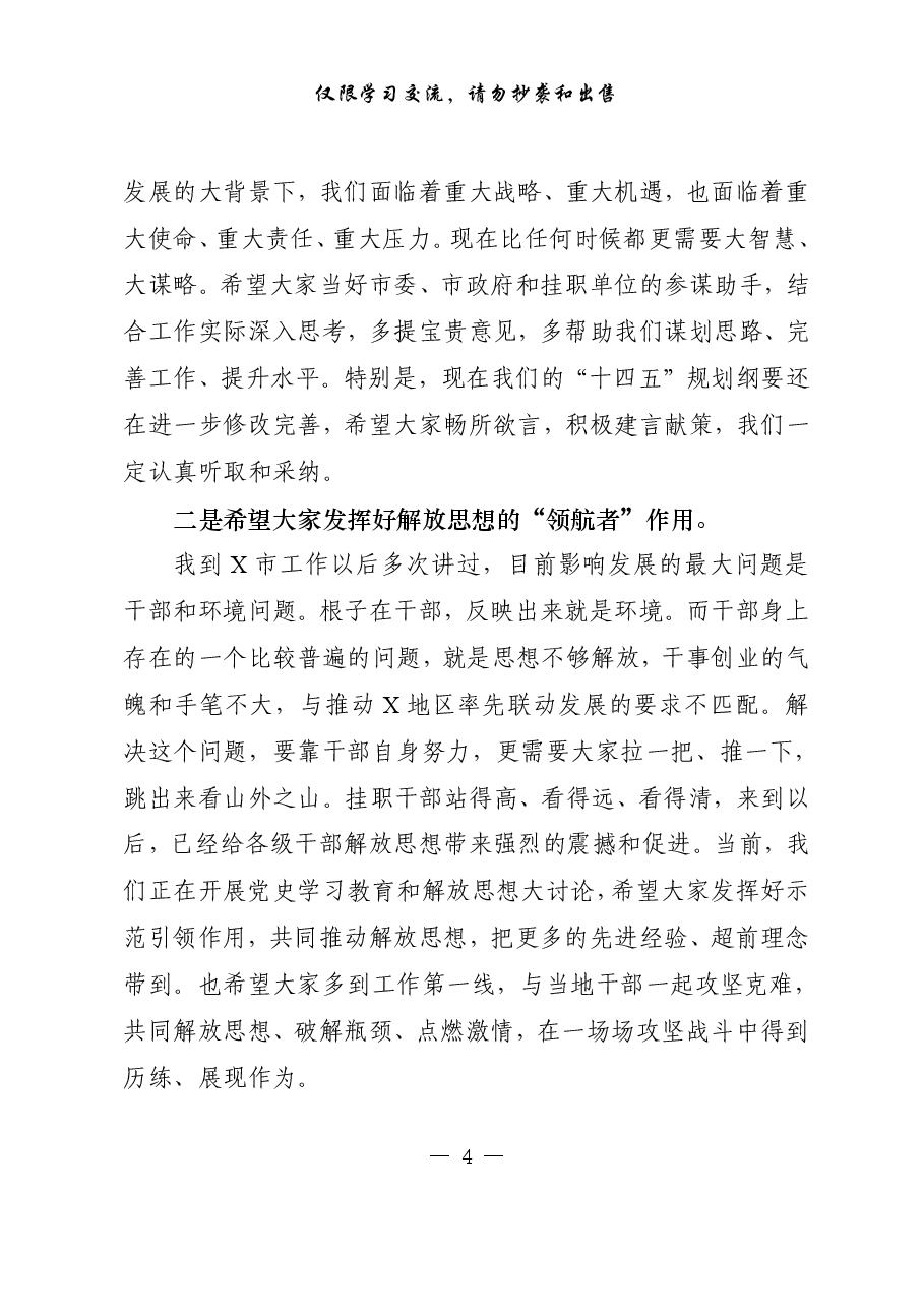 (13篇)市县乡挂职干部会议讲话、工作总结、心得体会等专题材料.pdf,第4页预览