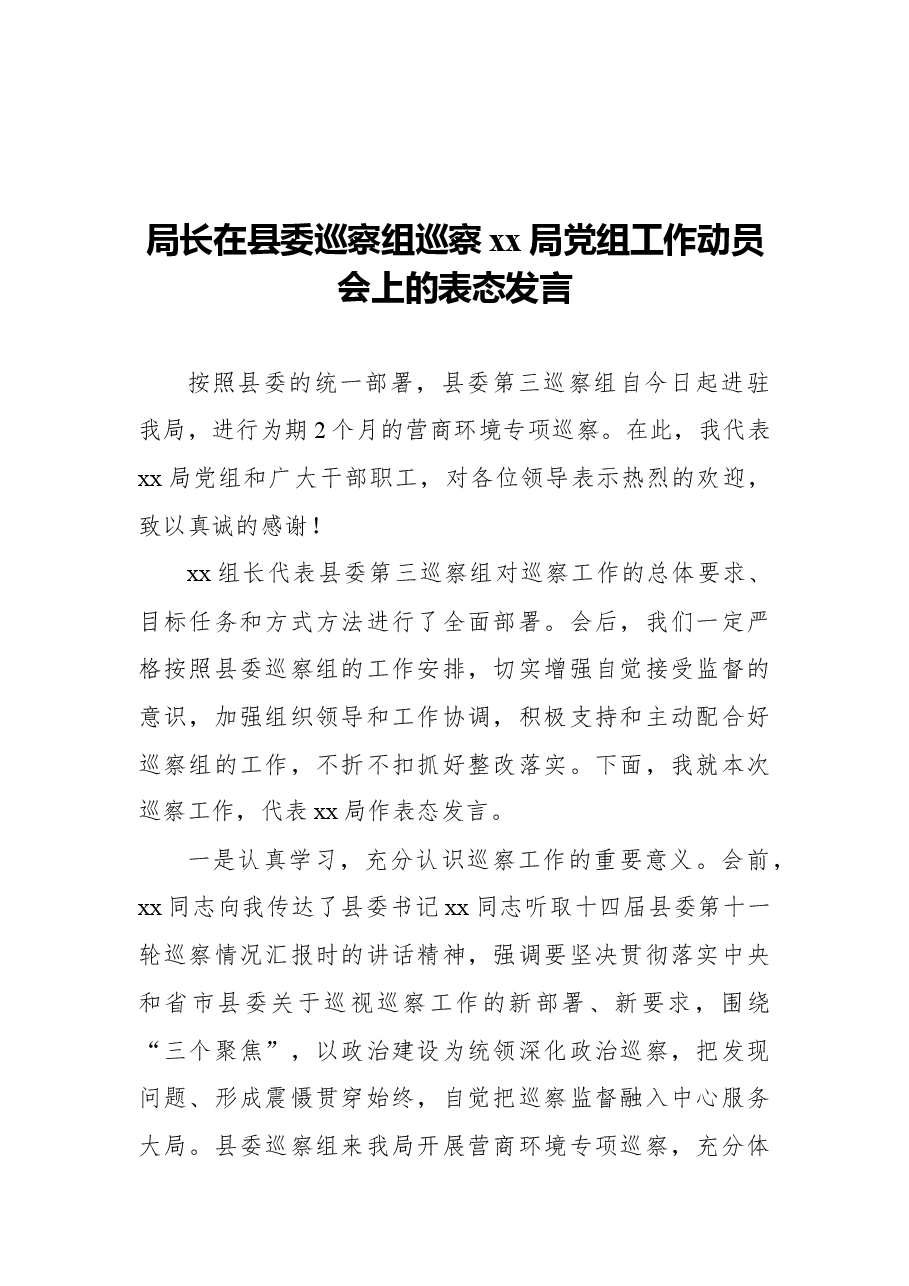 (5篇)2021年巡察工作动员会议表态发言汇编.docx,第2页预览
