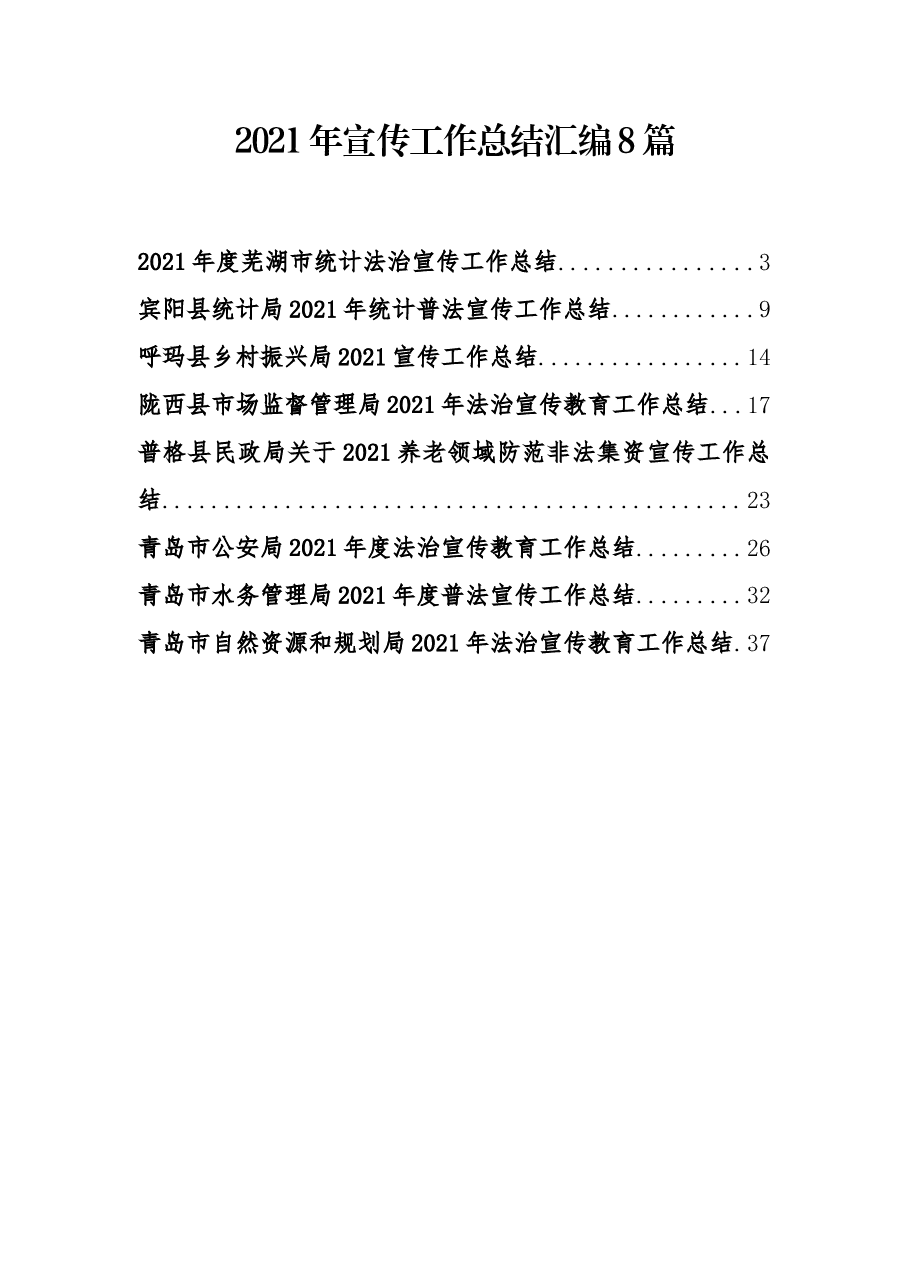 (8篇) 2021年宣传工作总结汇编.docx,第1页预览