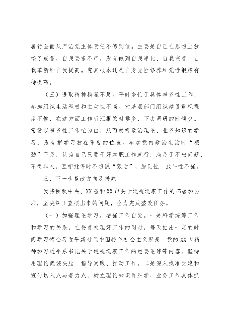 副书记落实市委巡察组反馈意见整改专题民主生活会发言提纲.docx,第4页预览