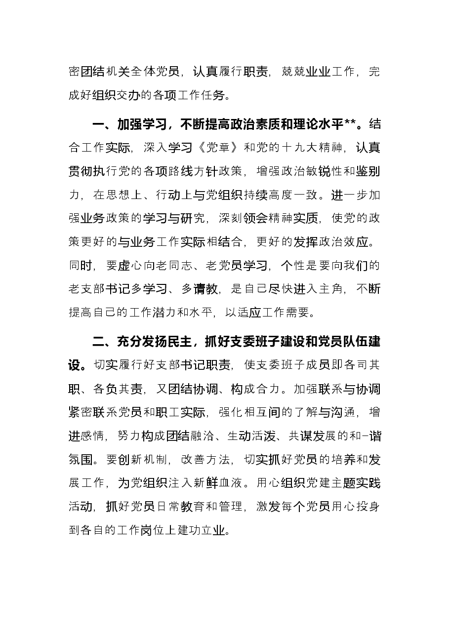 新当选局党支部书记任职表态发言.docx,第2页预览