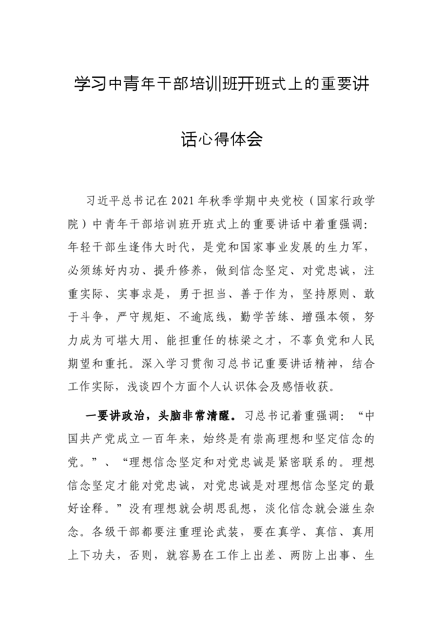 学习中青年干部培训班开班式上的重要讲话心得体会.docx,第1页预览