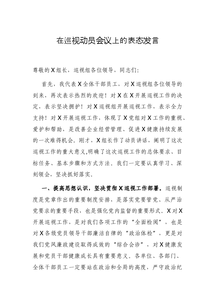 在巡视动员会议上的表态发言.docx,第1页预览