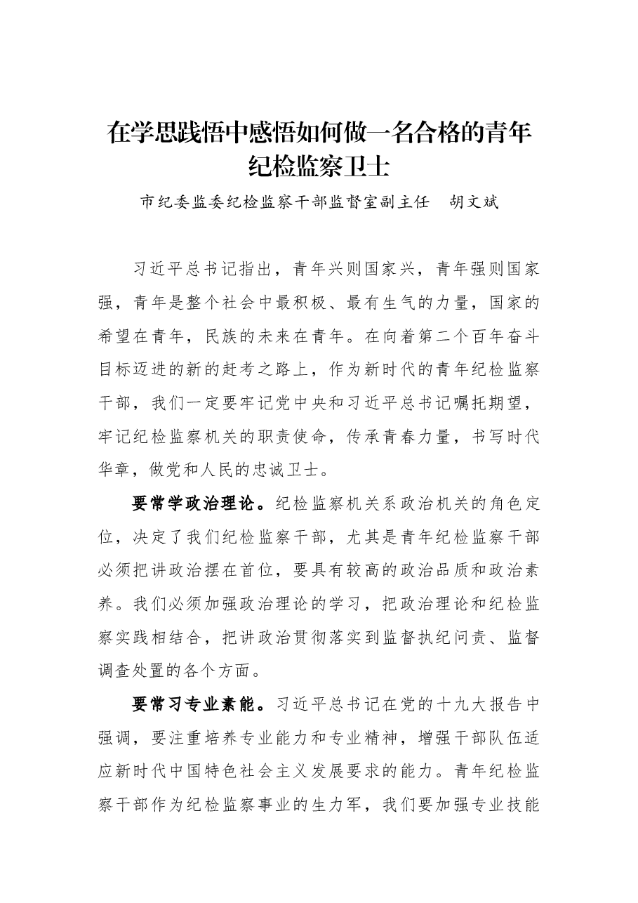 (15篇)2022年怀化市纪委监委优秀青年干部座谈会发言摘登.docx,第2页预览