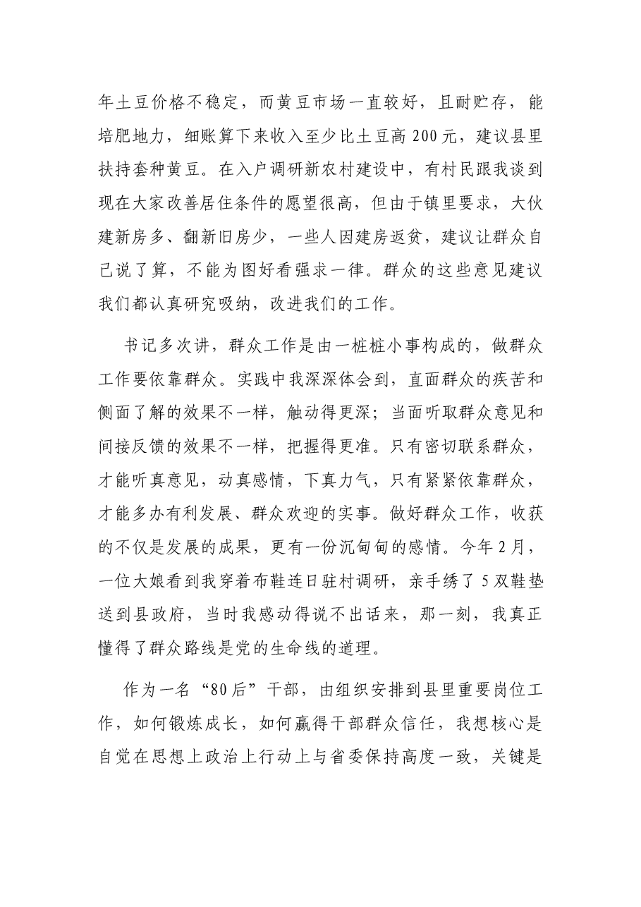 年轻干部代表座谈会发言材料(X县委副书记、县长).docx,第4页预览