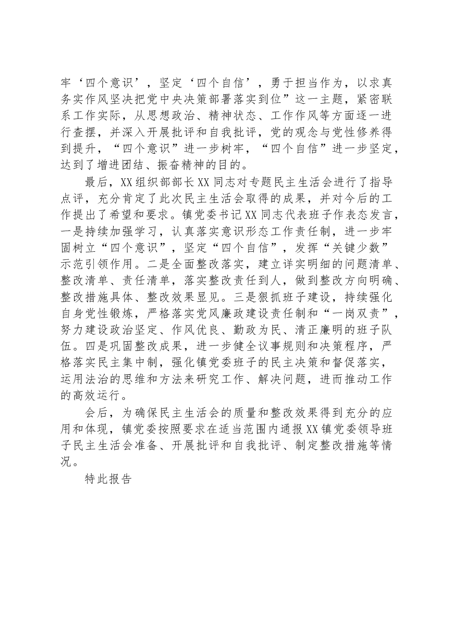 关于20XX年度民主生活会召开情况的报告.docx,第3页预览