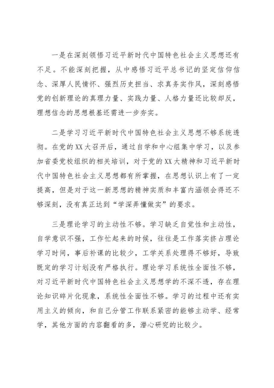 市常委班子成员2022年度民主生活会个人对照检查材料.docx,第3页预览