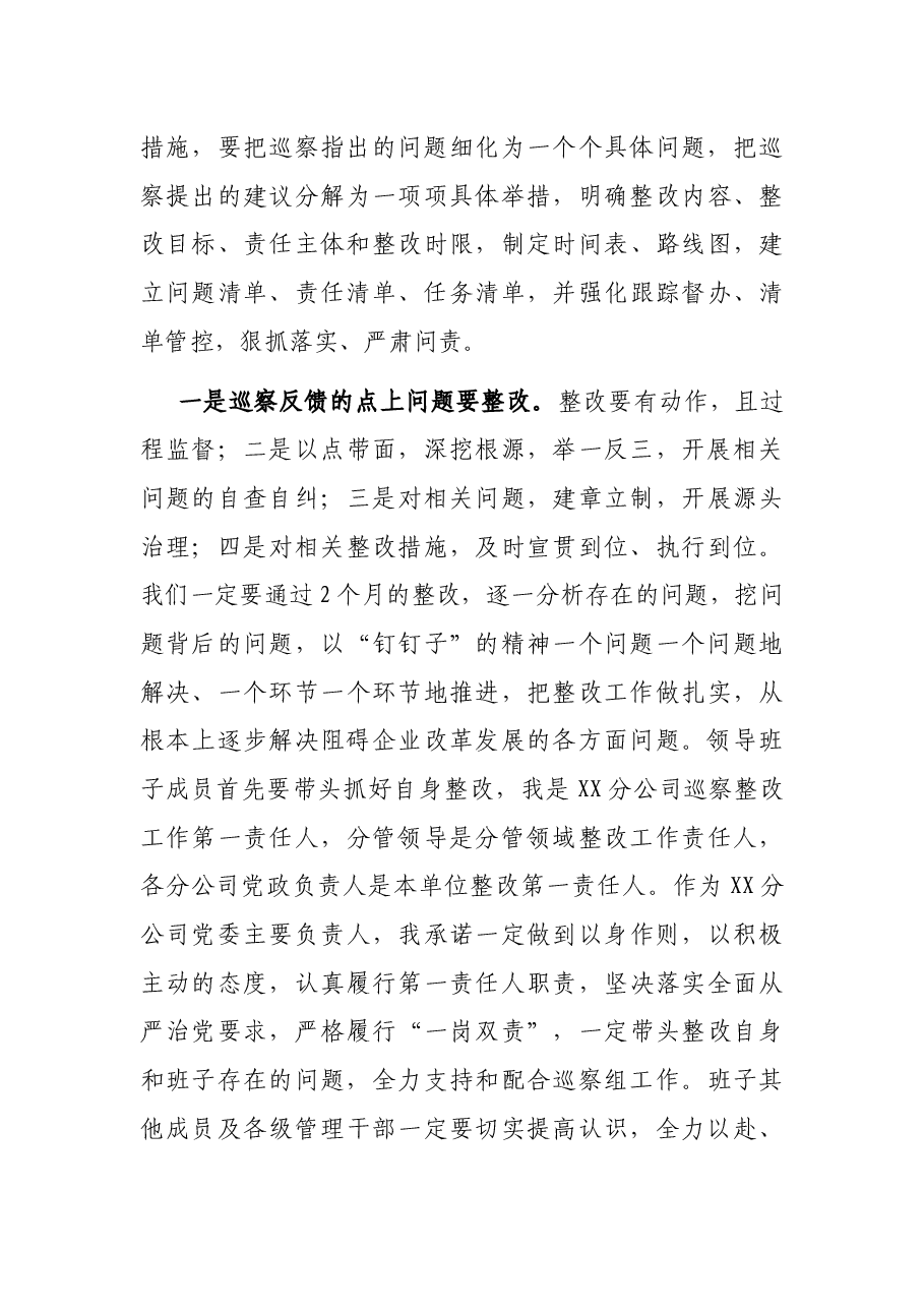 公司党委书记在巡察反馈会上的表态发言.docx,第3页预览