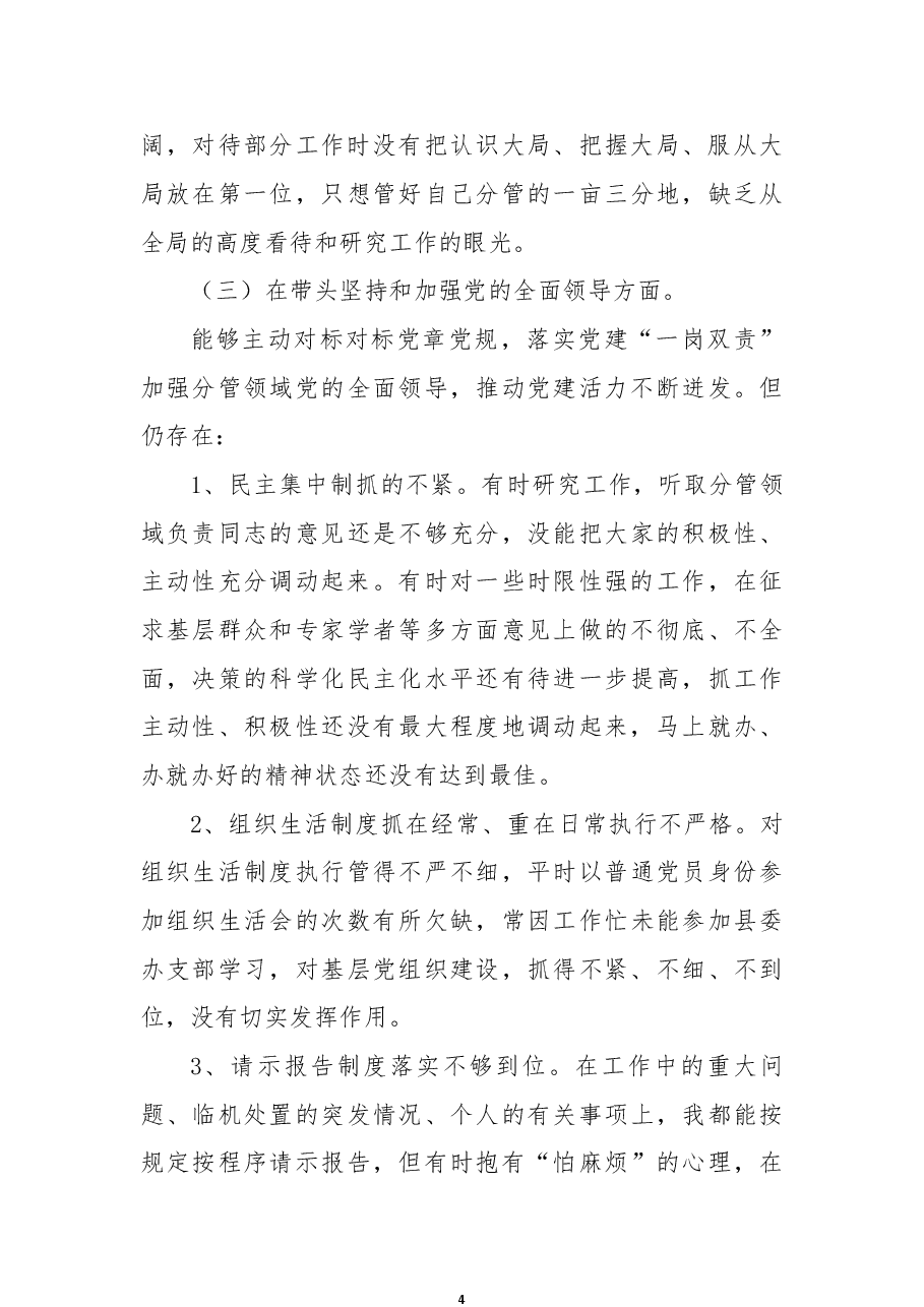市局班子成员2022年度民主生活会对照检查材料.docx，第4页预览