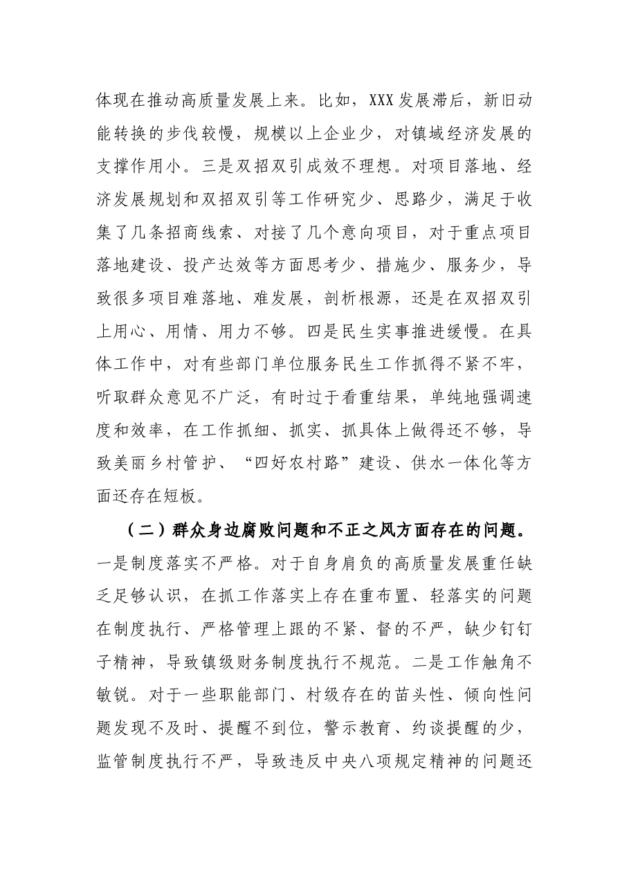 乡镇党委书记巡察整改专题民主生活会对照检查材料.docx,第2页预览